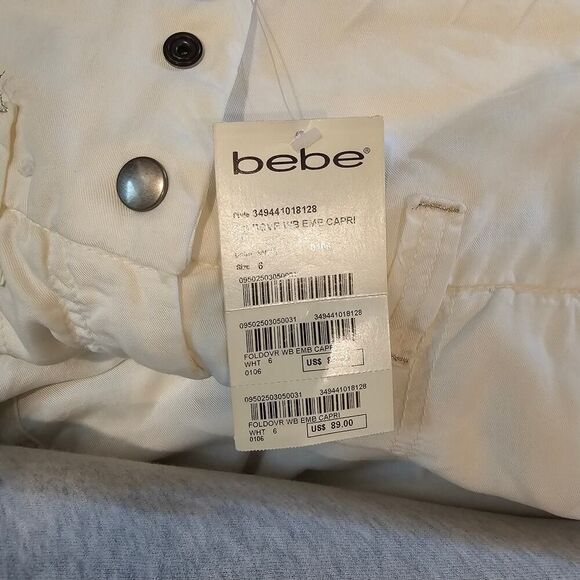NWT Bebe Off White Cargo Wide Leg Cropped Highrise Pants Size 6 - Picture 8 of 10